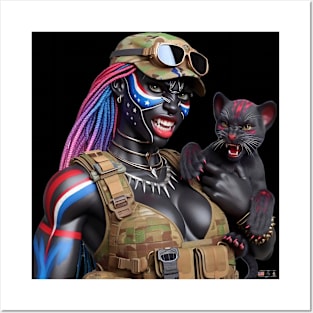 Woman Warrior Panther with Cub by focusln Posters and Art